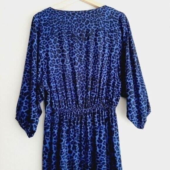 H&M Leopard Print Flowy Mini Dress Blue & Black Sz 6 - Picture 6 of 9